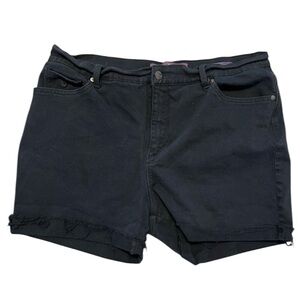 Gloria Vanderbilt Women’s Black Denim Jeans Distressed Raw Edge Size 16